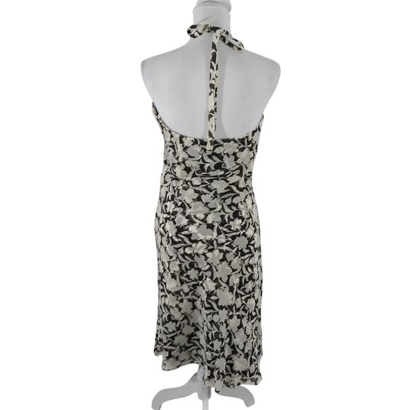 ANN TAYLOR! PURE SILK! CHEMISE STYLE BROWN & CREAM FLORAL STRAPLESS DRESS! SZ 10 - Picture 7 of 12